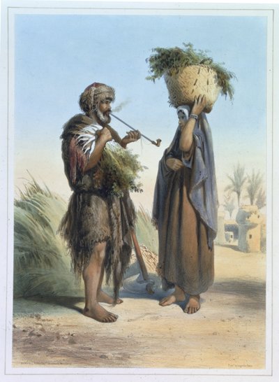 菲拉男人和女人，来自&39;尼罗河谷&39;的插图，由Mouilleron，酒吧刻。作者：Lemercier，1848 作者 埃米尔·普里斯·达文