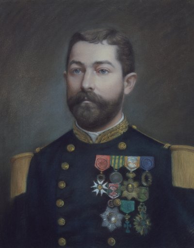 征服东京的英雄埃米尔指挥官杜博克 (1852 - 1935) 的肖像（绘画） 作者 埃米尔·理查德·豪蒙特