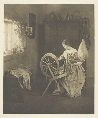 纺纱，约1898年。 作者 埃米莉诉克拉克森