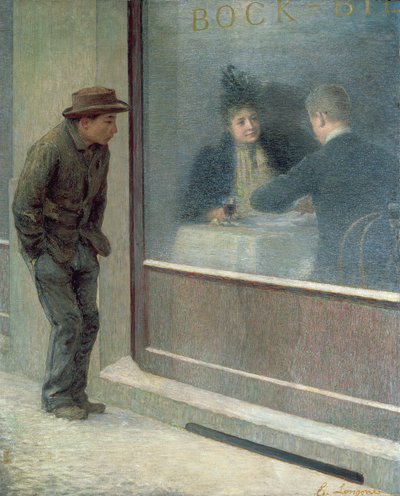 饥饿的人或社会对比的反思，1894年 作者 Emilio Longoni