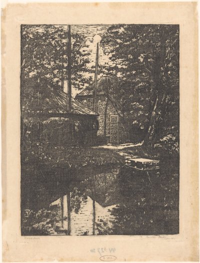 水上农场和干草谷仓 作者 Emilius Wilhelmus Dehé（艺术家签名）