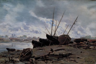 搁浅在迪耶普的船只 作者 伊曼纽尔·兰瑟（Emmanuel Lansyer）