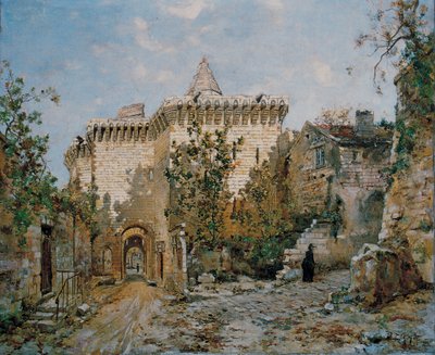洛什城堡的大门。 1888（布面油画） 作者 伊曼纽尔·兰瑟（Emmanuel Lansyer）