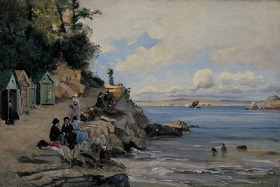 女浴室，杜阿内内兹，1876 年 8 月（布面油画） 作者 伊曼纽尔·兰瑟（Emmanuel Lansyer）