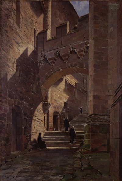 圣米歇尔山，修道院的强化门，1881年 作者 伊曼纽尔·兰瑟（Emmanuel Lansyer）