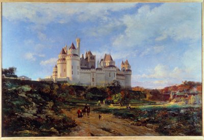 View of the castle of Pierrefonds in the Oise Painting by Emmanuel Lansyer (1835-1893) 19th century Beauvais. Musee Departemental de l