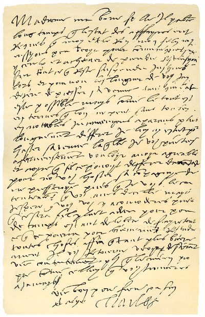 西班牙皇帝查理五世致英国女王玛丽的信，1555年。 作者 查理五世皇帝