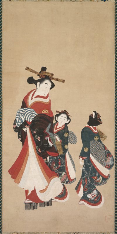 妓女和服务员c。 1748-1751。 作者 恩月堂