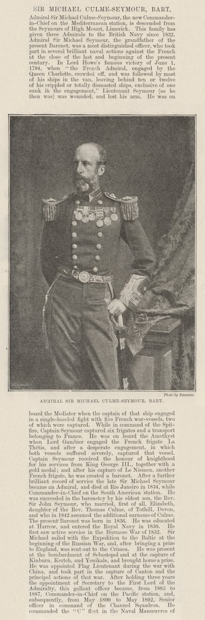 海军少将Sir Michael Culme-Seymour，男爵 作者 英国摄影师