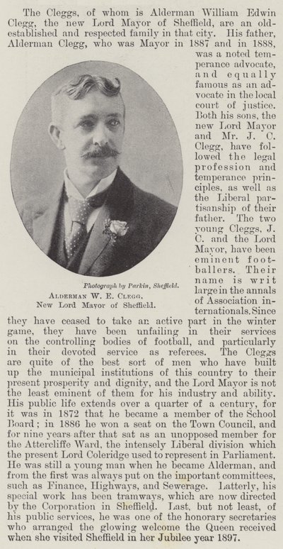 Alderman WE Clegg，谢菲尔德新任市长 作者 英国摄影师