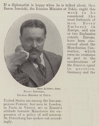 Tokio的俄罗斯部长Baron Iswolski 作者 英国摄影师