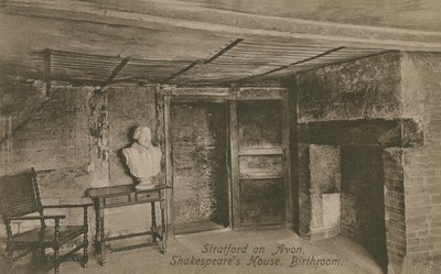 诞生室，莎士比亚故居，埃文河畔斯特拉特福。明信片于1913年寄出。 作者 英国摄影师
