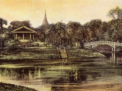 缅甸：从广福寺花园眺望佛塔（彩色照片） 作者 英国摄影师