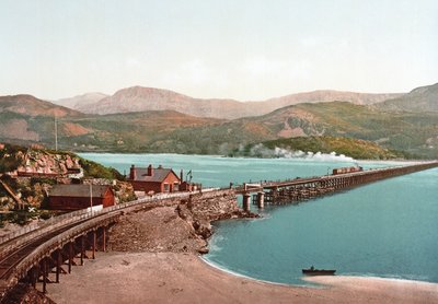 Cadair Idris和Barmouth Bridge，酒吧。 c.1900 作者 英国摄影师