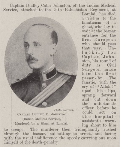 Dudley C Johnston（印度医疗服务）队长，在Loralai被Ghazi谋杀 作者 英国摄影师