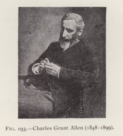查尔斯-格兰特-艾伦（1848-1899），肖像（黑白照片）。 作者 英国摄影师