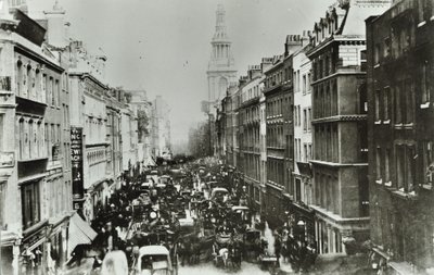 Cheapside，向东看到Bow Church，伦敦市，1880年 作者 英国摄影师