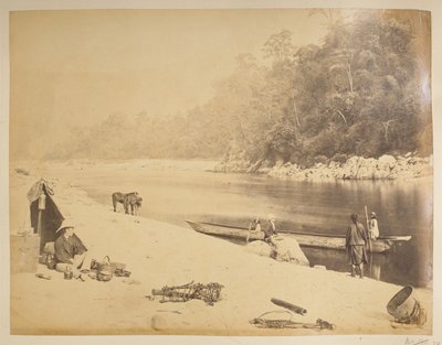 Bheerkotee 附近 Teesta 河上的渡船。 

大吉岭风景，19 世纪 70 年代 作者 英国摄影师