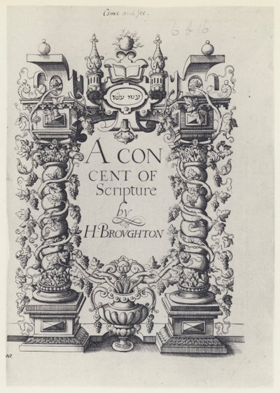 H Broughton，对圣经的同意，G Simpson 和 W White 1590（黑白照片） 作者 英国摄影师