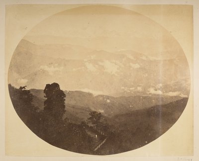 从市政厅附近的山上看金钦章嘉峰，[大吉岭]。1870年代的大吉岭景色 作者 英国摄影师