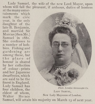 塞缪尔夫人，伦敦新夫人Mayoress 作者 英国摄影师
