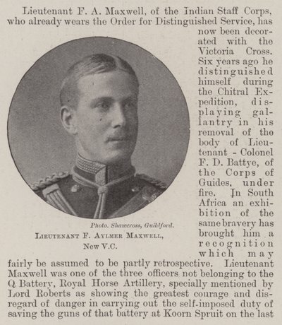 中尉F Aylmer Maxwell，新VC 作者 英国摄影师