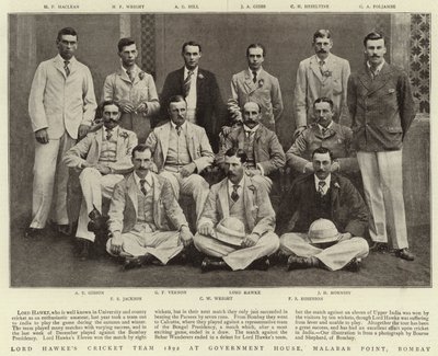 Lord Hawkes Cricket Team 1892 at Government House，Malabar Point，Bombay 作者 English Photographer
