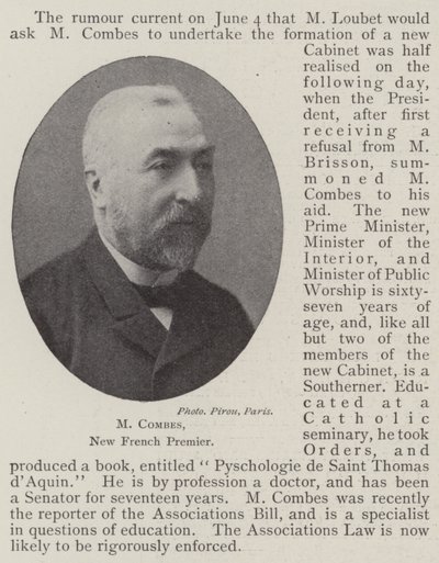 M Combes，新法国总理 作者 英国摄影师