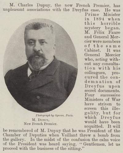 M Dupuy，新法国总理 作者 英国摄影师