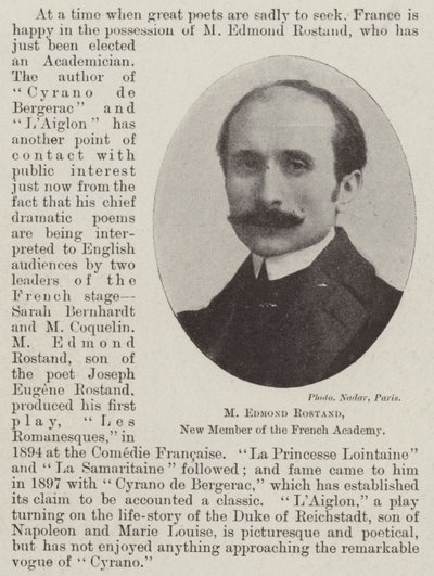 M Edmond Rostand，法国学院新成员 作者 英国摄影师