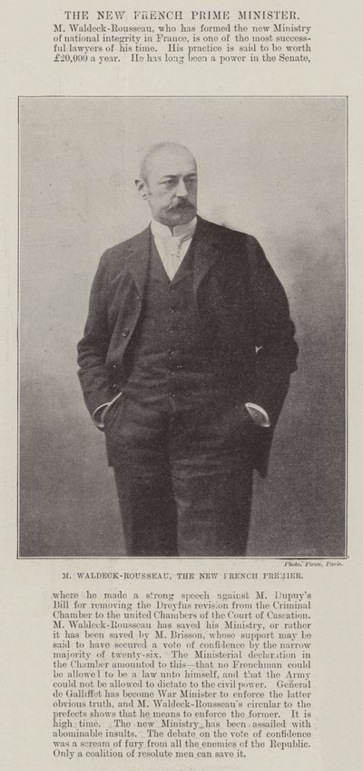 M Waldeck-Rousseau，新法国总理 作者 英国摄影师