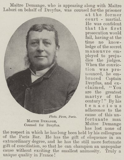 Dreyfus的律师Maitre Demange 作者 英国摄影师