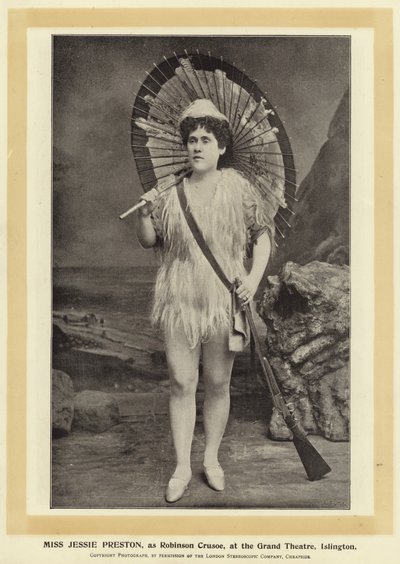 Jessie Preston小姐，作为Robinson Crusoe，在伊斯灵顿的大剧院 作者 English Photographer
