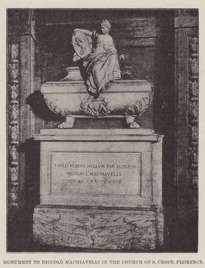 Niccolo Machiavelli的纪念碑在S Croce教会，佛罗伦萨 作者 英国摄影师