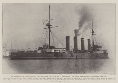 Chamberlains先生即将访问南非，HMS Good Hope，殖民地秘书即将开航 作者 英国摄影师