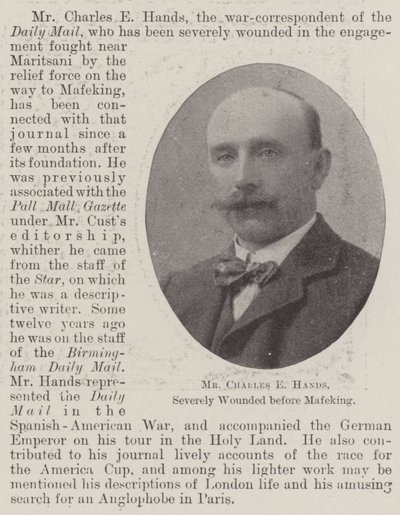 Charles E Hands先生，在Mafeking之前严重受伤 作者 英国摄影师