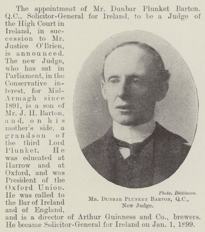 Dunbar Plunket Barton先生，QC，新法官 作者 英国摄影师