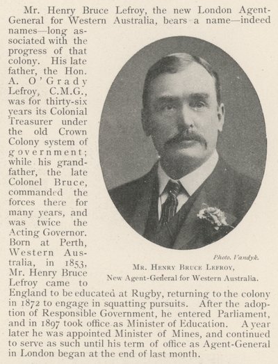西澳大利亚新任代理人Henry Bruce Lefroy先生 作者 英国摄影师