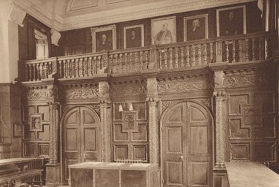 牛津：耶稣学院，大厅屏风，约 1610 年（黑白照片） 作者 英国摄影师