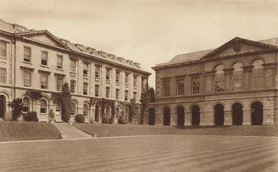 牛津：伍斯特学院，十八世纪图书馆和四合院北侧（黑白照片） 作者 英国摄影师