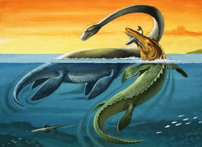 海洋中的史前生物（纸上水粉画） 作者 英国摄影师