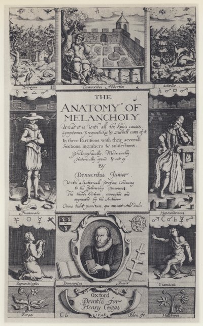 R-伯顿，《忧郁症解剖学》，第三版，J-Lichfield for H Cripps，牛津1628年（黑白照片）。 作者 英国摄影师