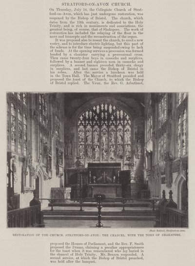 恢复教堂，埃文河畔斯特拉特福，Chancel，以及Shakspere之墓 作者 English Photographer