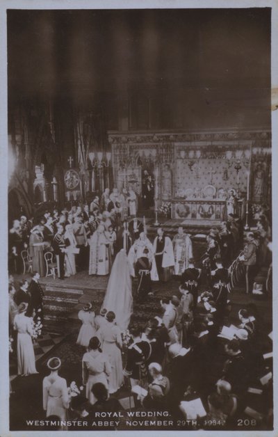 皇家婚礼，威斯敏斯特教堂，1934年11月29日（黑白照片）。 作者 英国摄影师