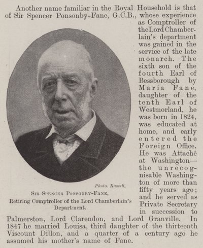 Sir Chamberlains部门的退休审计员Spencer Ponsonby-Fane爵士 作者 英国摄影师