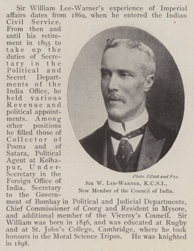 W Lee-Warner爵士，KCSI，印度理事会新成员 作者 英国摄影师