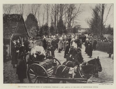 1896年2月5日，巴滕伯格的亨利王子葬礼，在Whippingham教堂抵达尸体 作者 英国摄影师