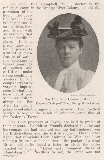 尊敬的Ella Campbell医学博士，奥兰治河殖民地难民营医生 作者 英国摄影师