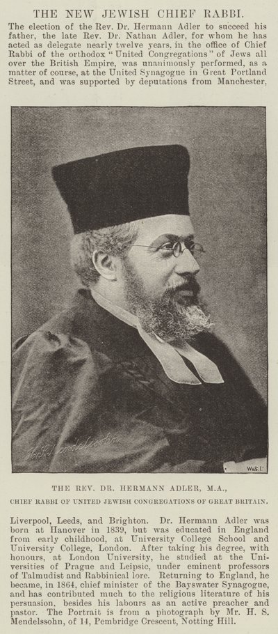牧师Hermann Adler博士，英国联合犹太人教会的首席拉比 作者 英国摄影师