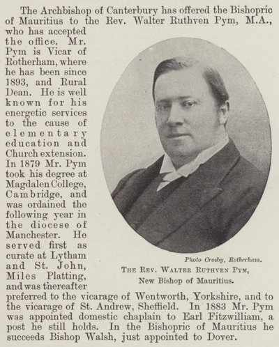 毛里求斯新主教Walter Ruthven Pym牧师 作者 英国摄影师